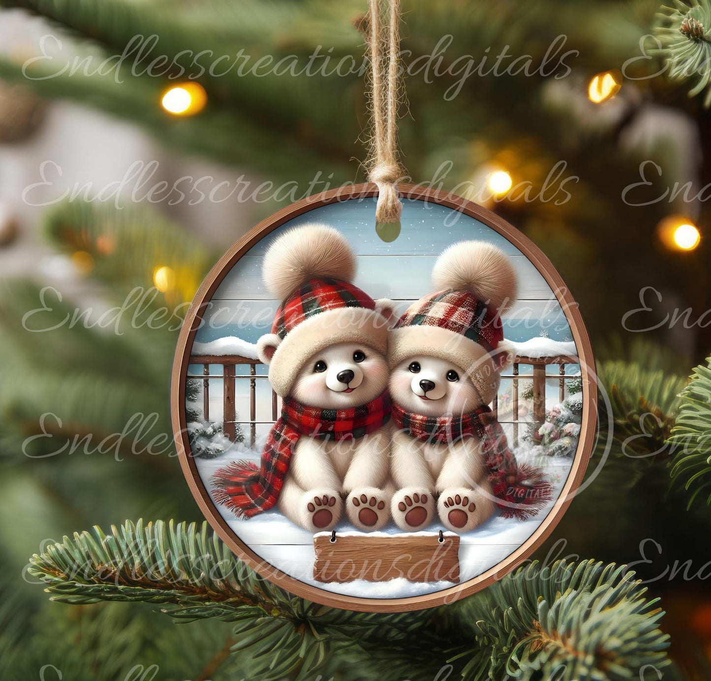 POLAR BEARS ORNAMENT/GIFT TAG/DOOR HANGER
