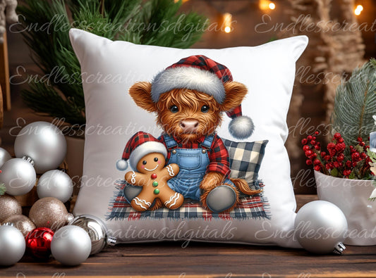 CUTE HIGHLAND COW Pillow covers, tea towel, mugs, plant pots etc. sublimation   5 high definition 300 Dpi, transparent, add your own text
