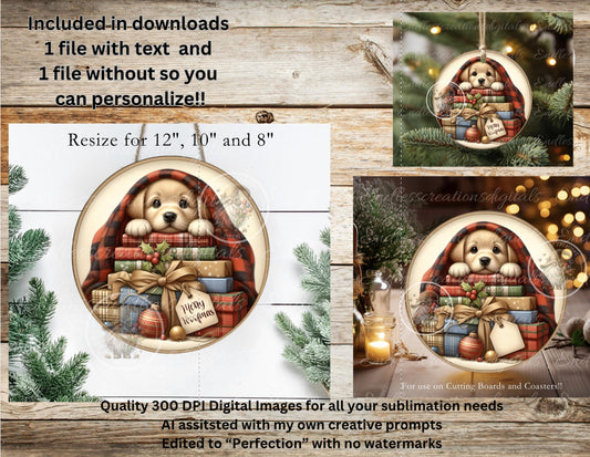 CHRISTMAS PUPPY ORNAMENT.GIFT TAG