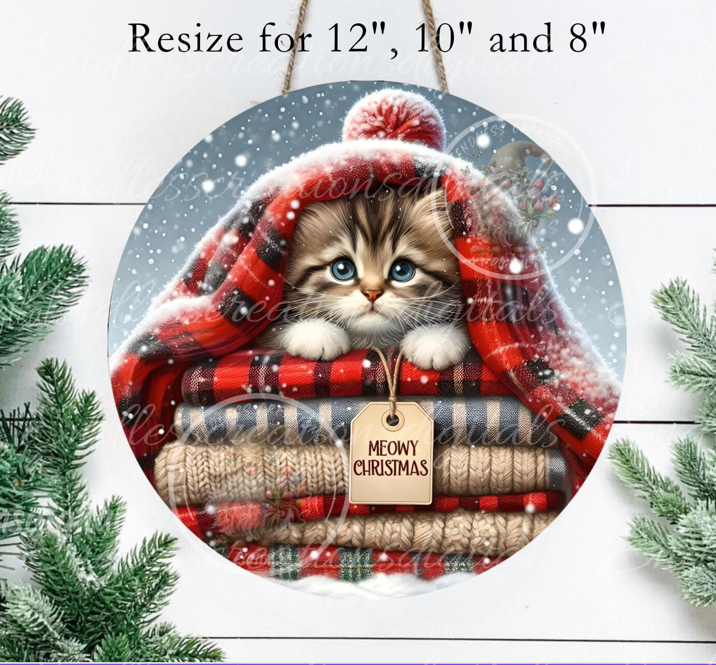 MEOWY CHRISTMAS ROUND ORNAMENT/GIFT TAG