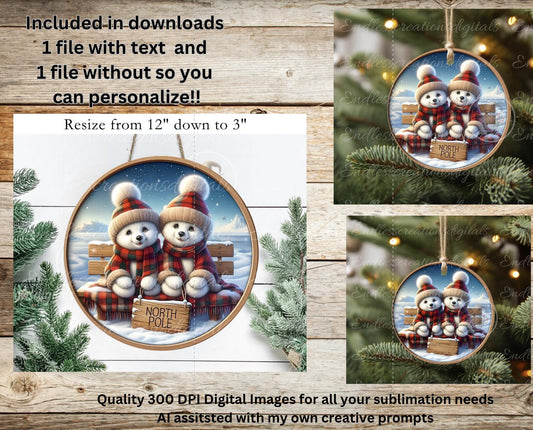 POLAR BEARS CHRISTMAS ORNAMENT/GIFT TAG