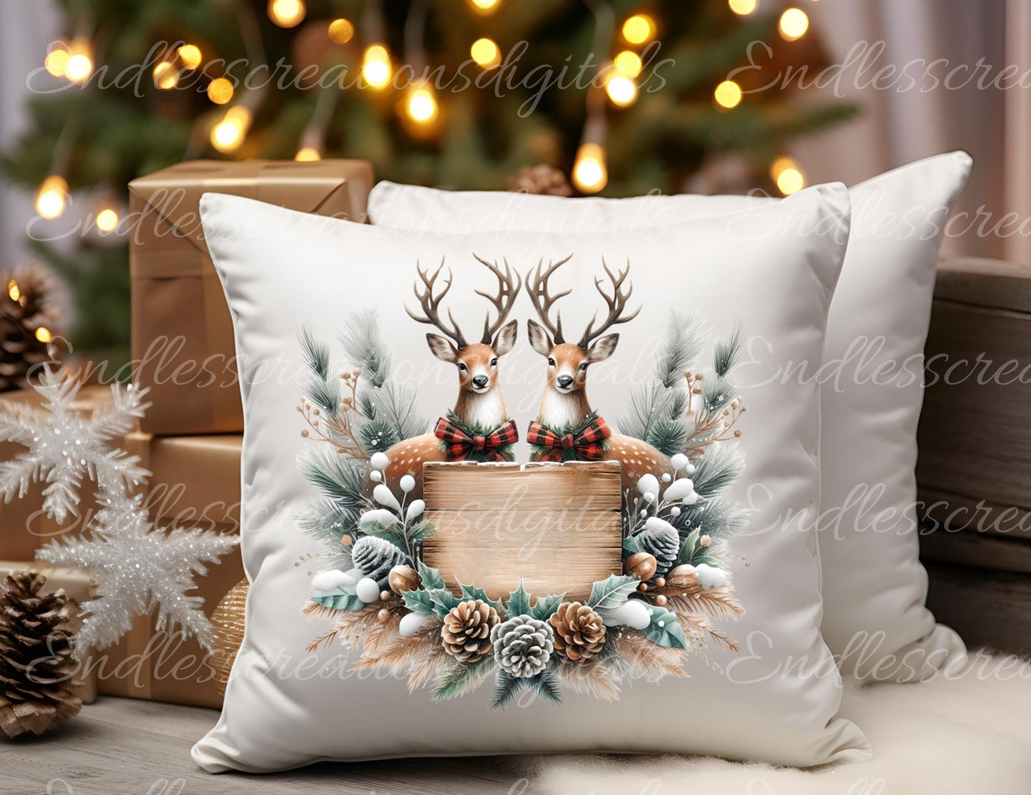 CHRISTMAS DEER PILLOW TRANSPARENCIES