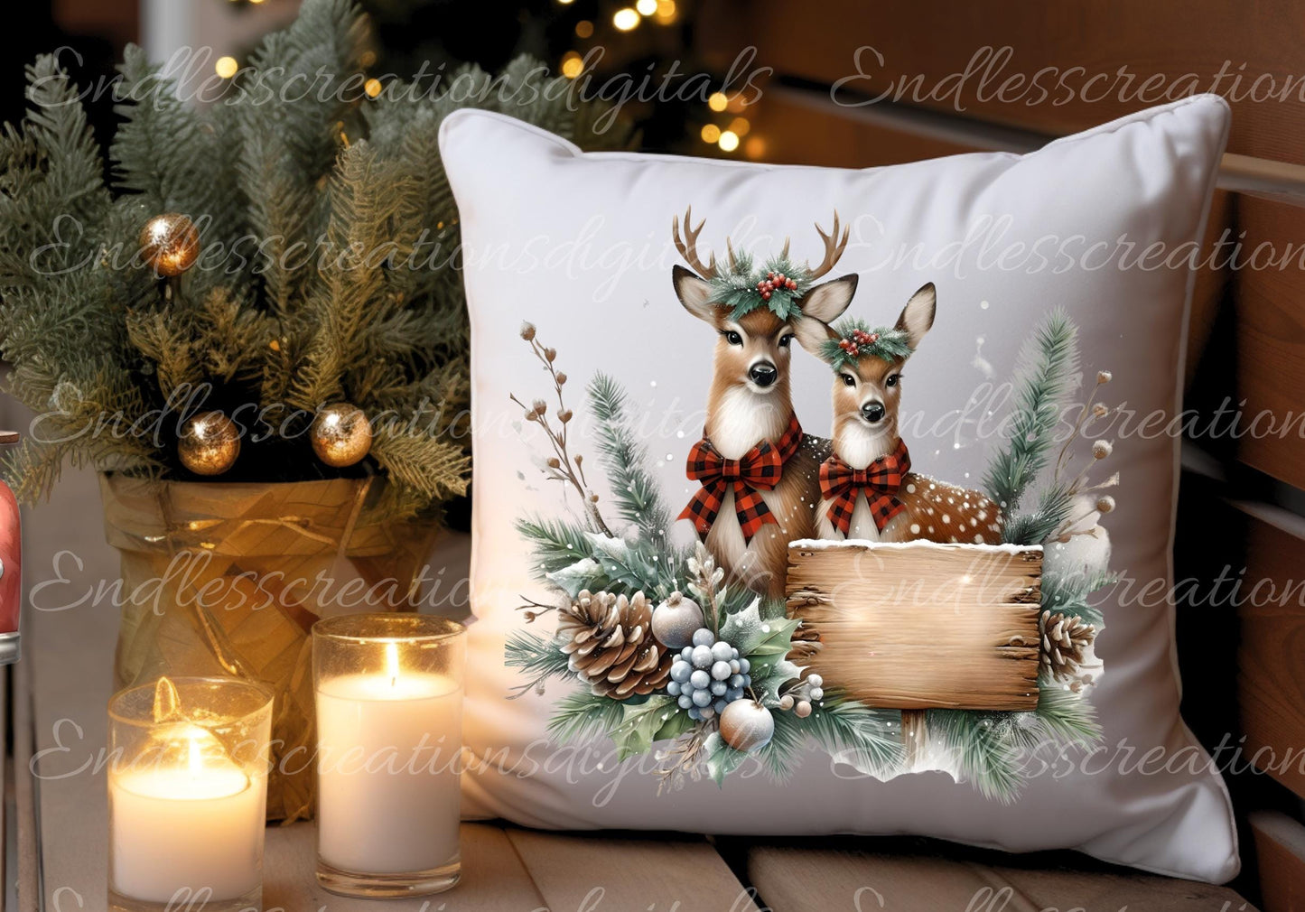 CHRISTMAS DEER PILLOW TRANSPARENCIES
