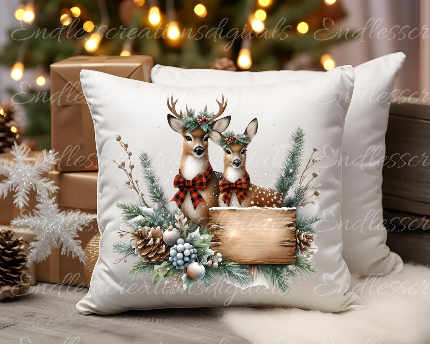 CHRISTMAS DEER PILLOW TRANSPARENCIES