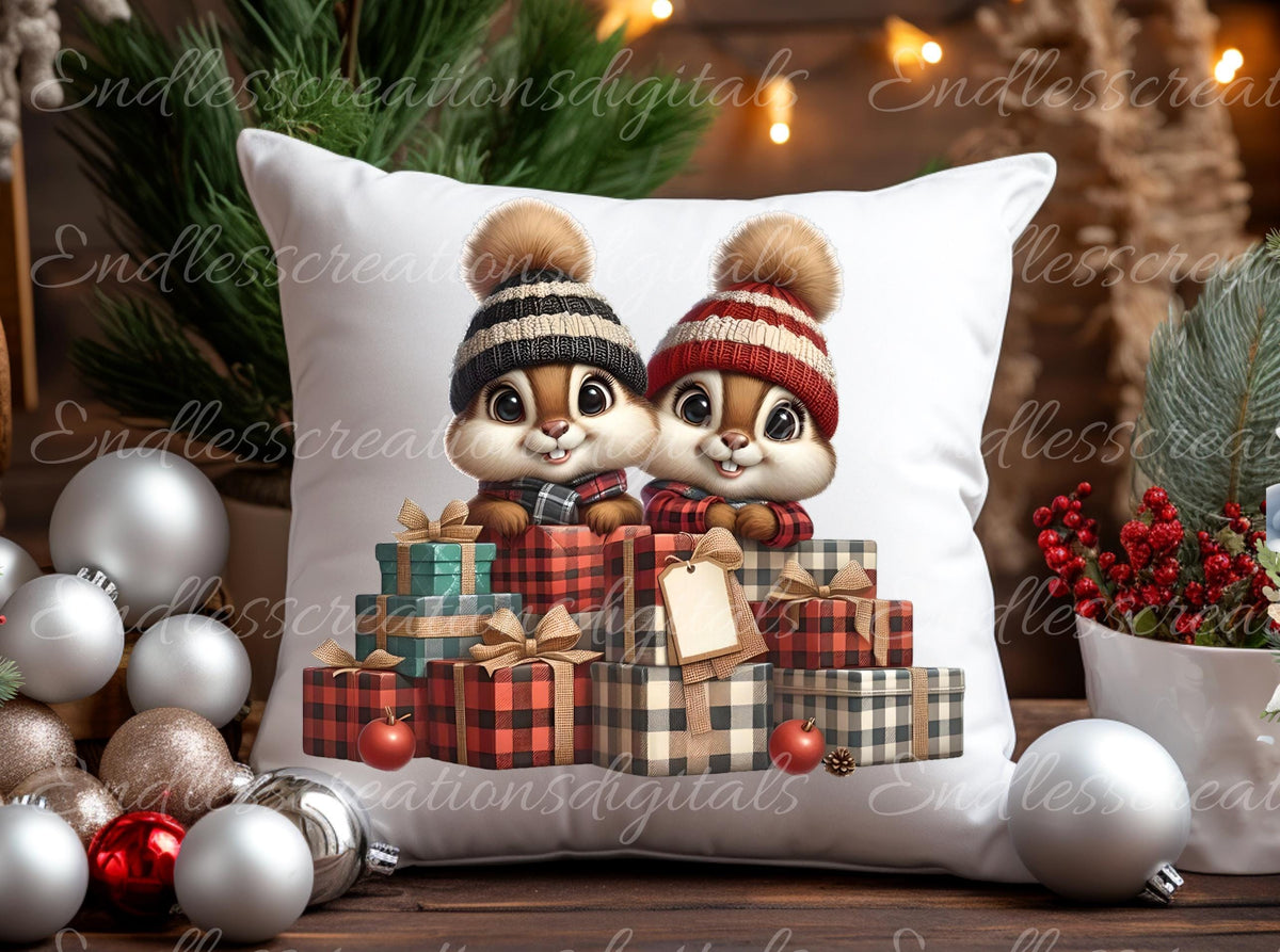 CHRISTMAS CHIPMUNKS SET OF 5 TRANSPARENCIES