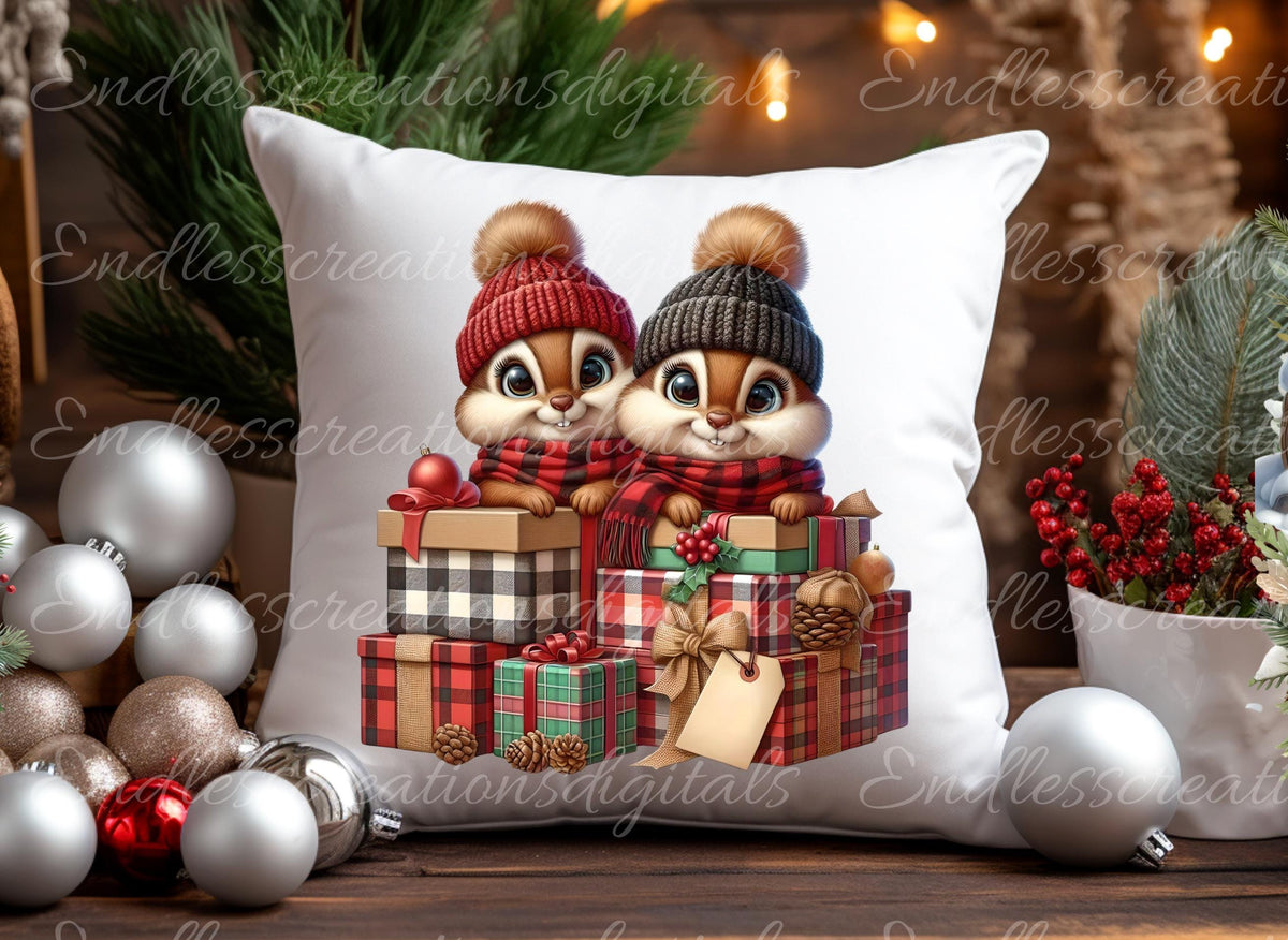 CHRISTMAS CHIPMUNKS SET OF 5 TRANSPARENCIES
