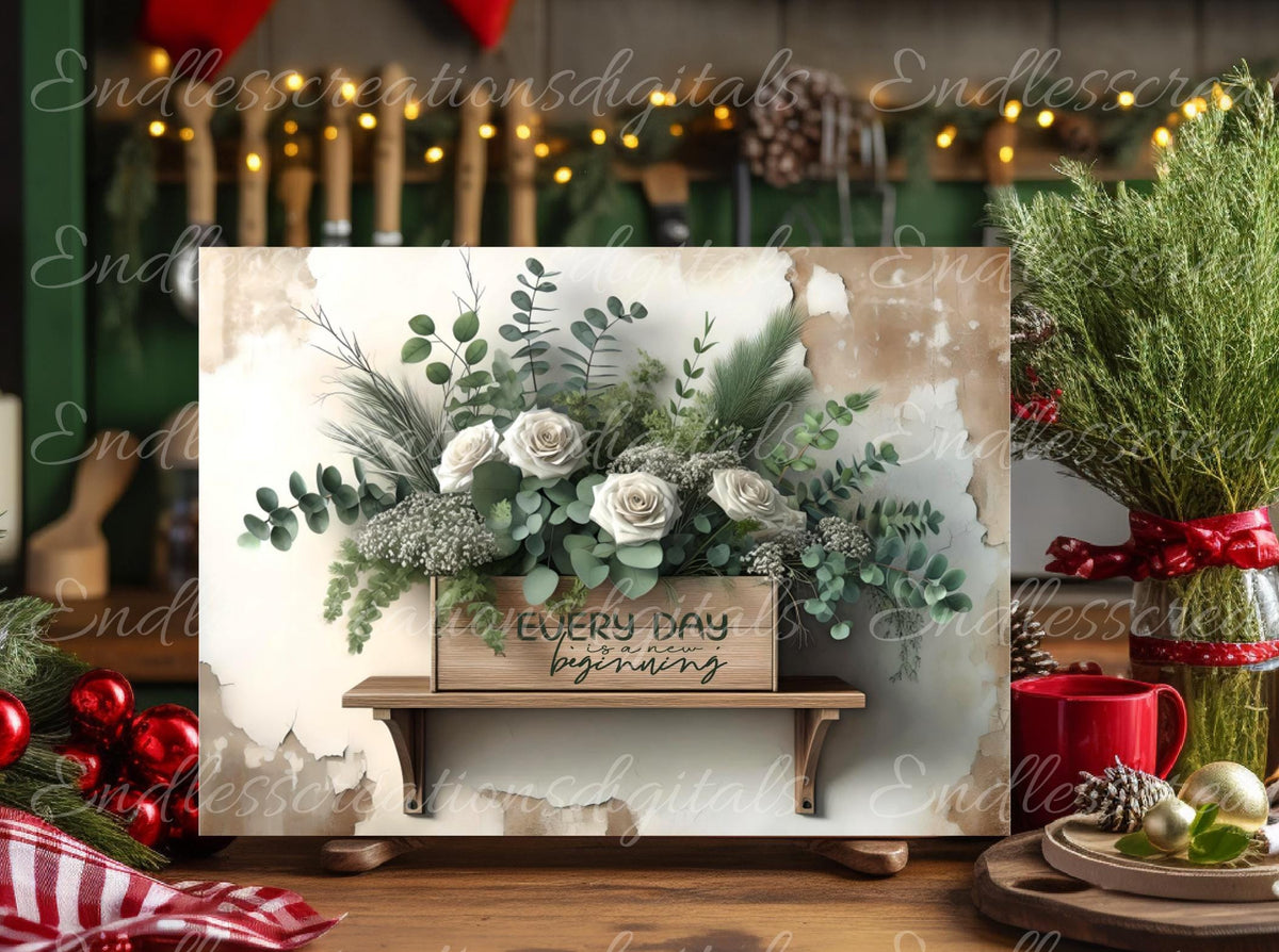 WINTER FLORAL SHELF RECTANGLE