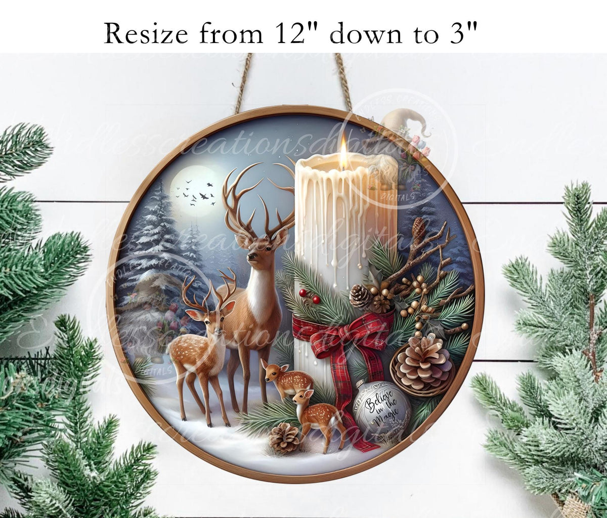 DEER CANDLE ROUND  WINTER