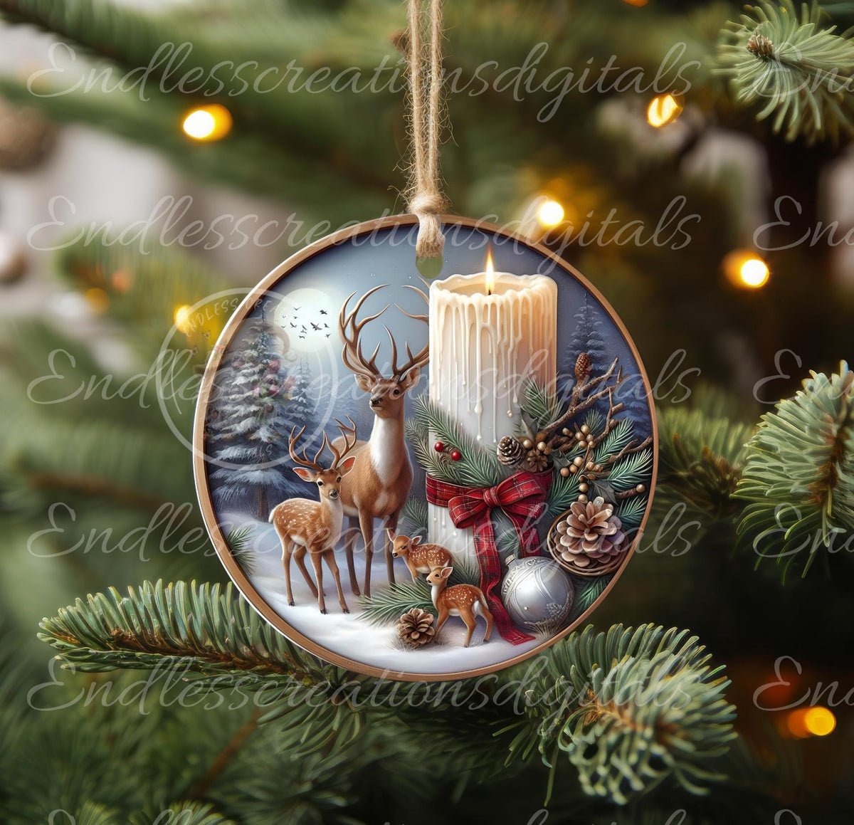 DEER CANDLE ROUND  WINTER
