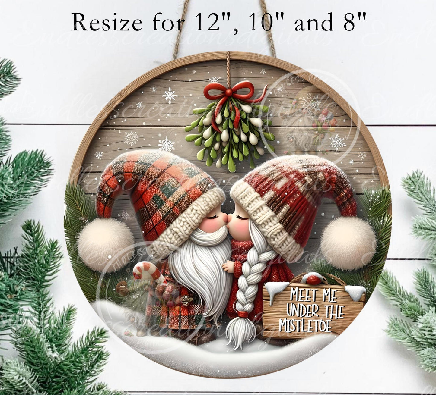 MISTLETOE GNOMES CHRISTMAS ORNAMENT/GIFT TAG