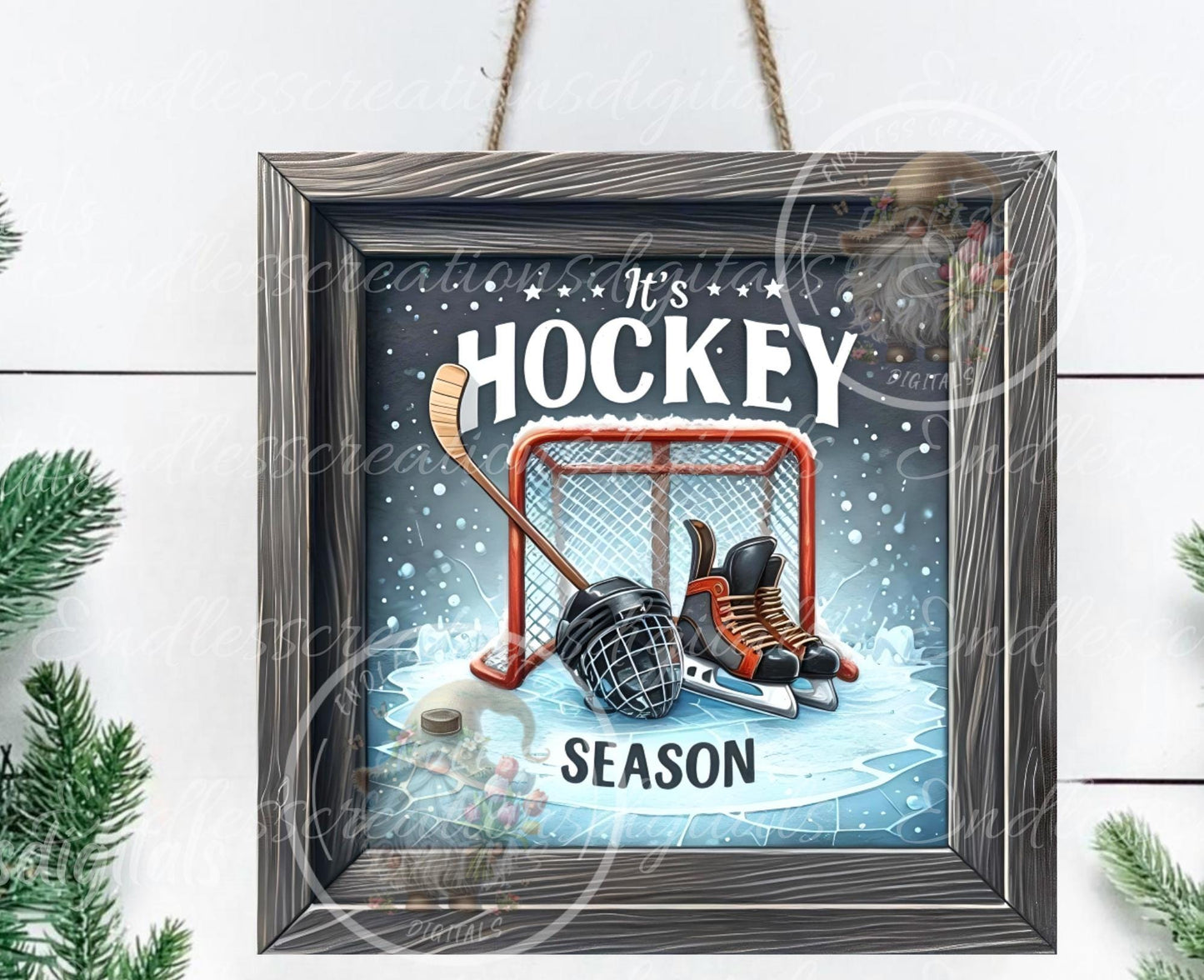 SQUARE HOCKEY DOOR Hanger, wreath sign, png, 300DPI high resolution, 2 files for download, 1 add your own text