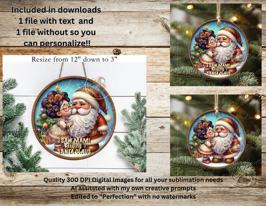 MAMI KISSING SANTA  ORNAMENT/GIFT TAG
