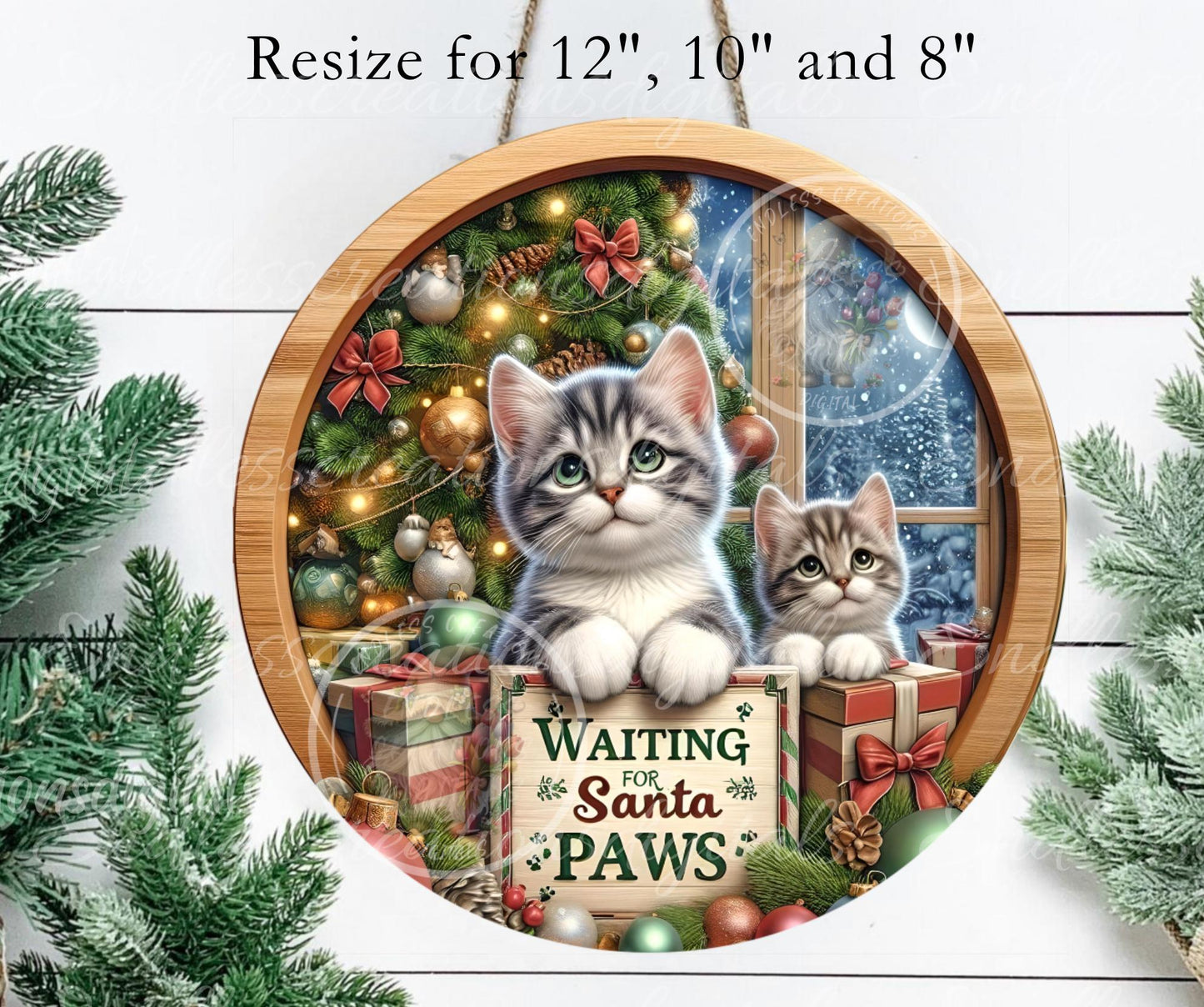 WAITING FOR SANTA PAWS CHRISTMAS ORNAMENT/GIFT TAG