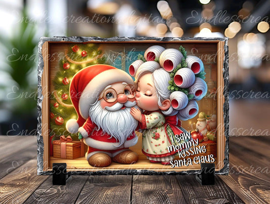MOMMY KISSING SANTA CHRISTMAS