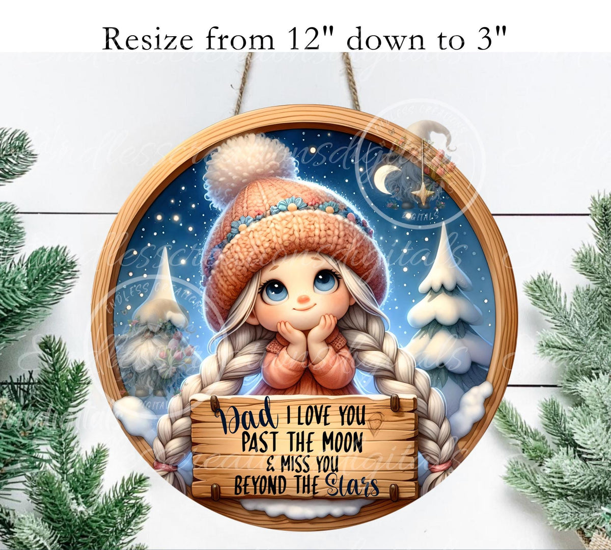 DAD LOVE TO Moon ornament, Door Hanger for sublimation high resolution 2 files for download 1 add your own text