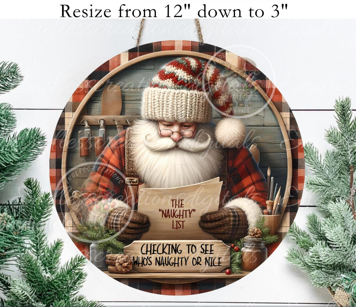 SANTA NAUGHTY LIST CHRISTMAS ORNAMENT/GIFT TAG