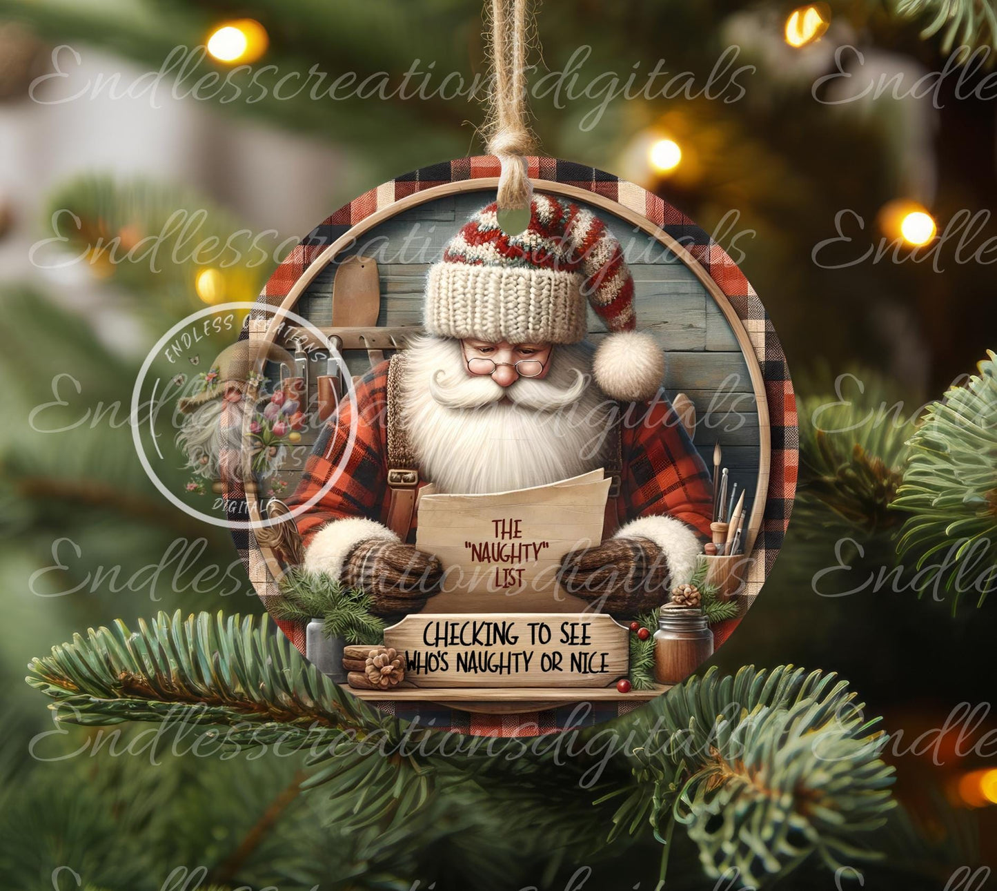 SANTA NAUGHTY LIST CHRISTMAS ORNAMENT/GIFT TAG
