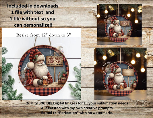 SANTA LONG NIGHT CHRISTMAS ORNAMENT/GIFT TAG