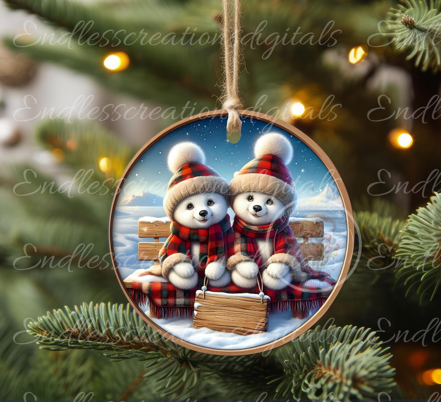 POLAR BEARS CHRISTMAS ORNAMENT/GIFT TAG