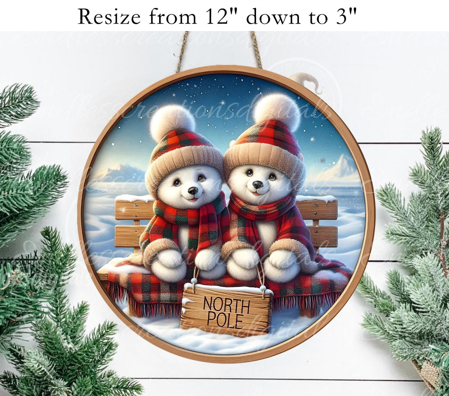 POLAR BEARS CHRISTMAS ORNAMENT/GIFT TAG