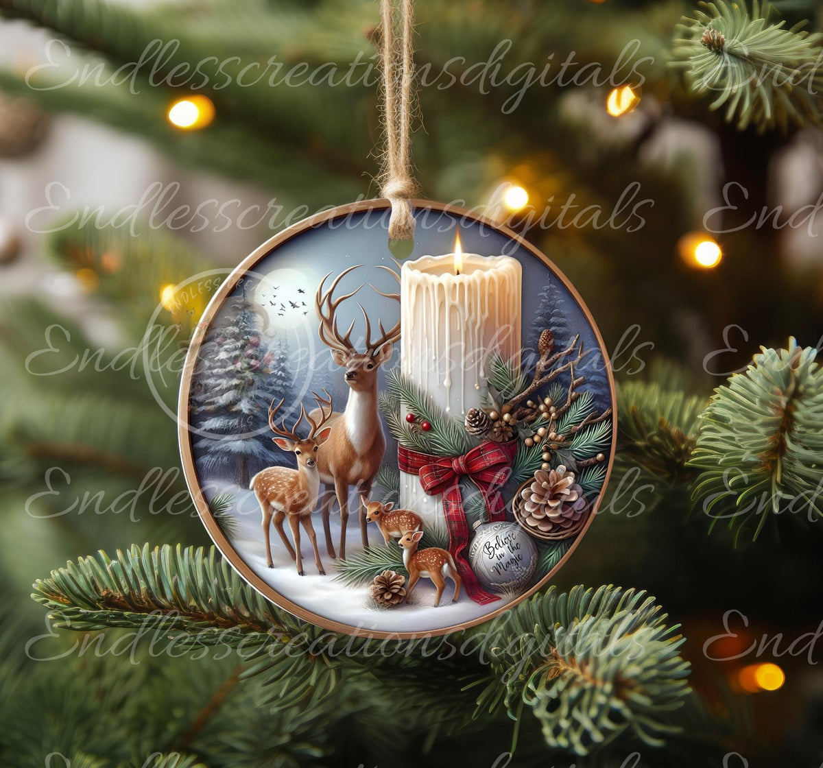 DEER CANDLE ROUND  WINTER