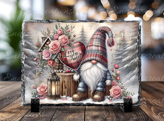 VALENTINES GNOME, digital download only, 2 files, 1 blank for your own text, 300 DPI
