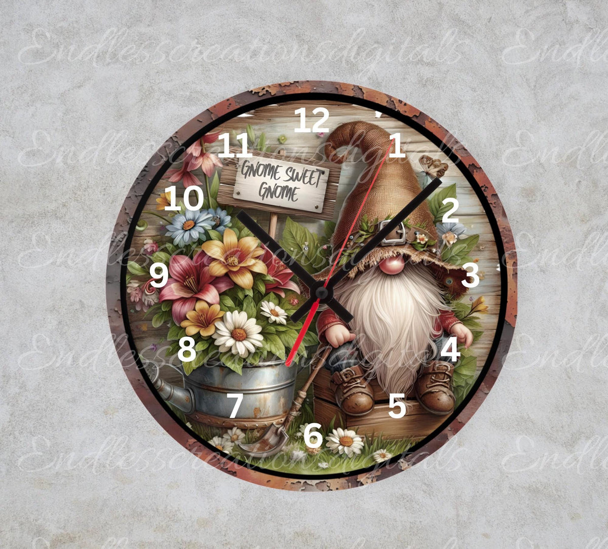 SPRING GNOME SUBLIMATION door hanger, wreath sign, slate, clock etc. for sublimation high resolution 2 files, 1 blank for own text