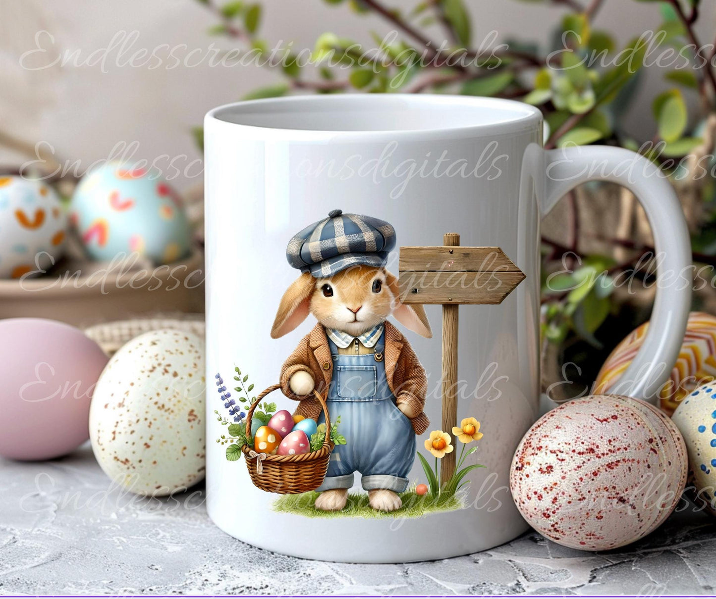 EASTER BOY BUNNY,  Pillow covers, tea towel mugs, plant pots etc sublimation package of 5,  300 Dpi high quality png files for download