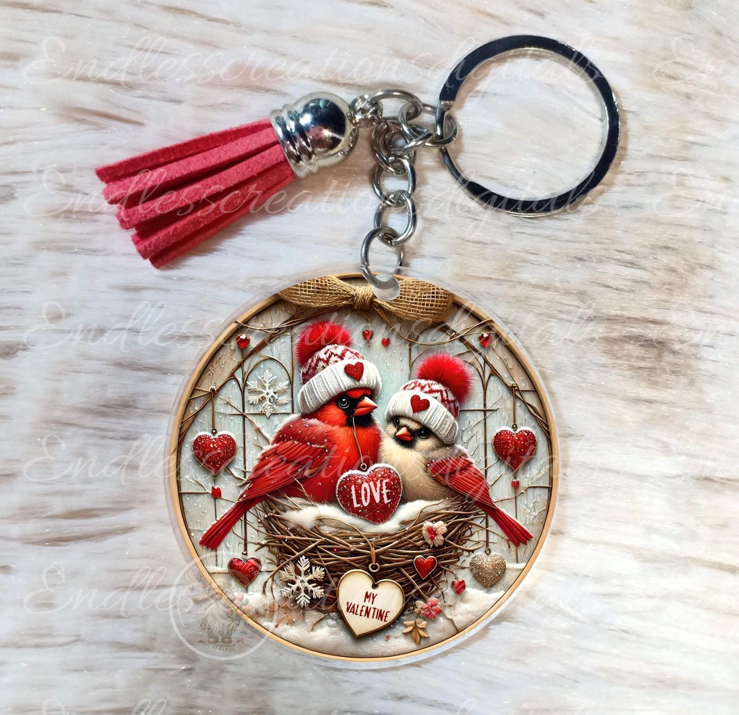 VALENTINES LOVE BABY Cardinals door hanger keychain, round slate,  for sublimation high resolution can be resized, 2 files 1 blank, resize