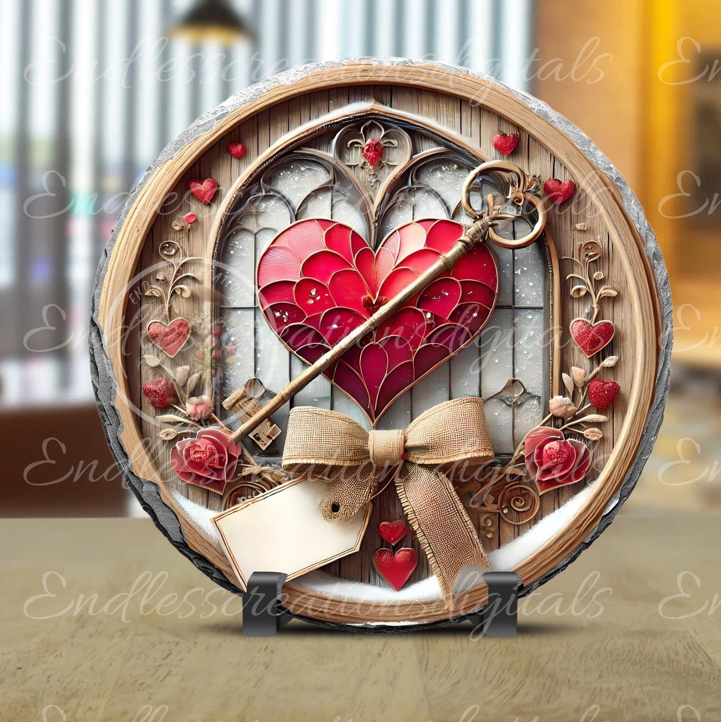 KEY TO MY Heart Valentines/Spring door hanger, keychain round slate,  for sublimation high resolution can be resized, 2 files 1 blank,