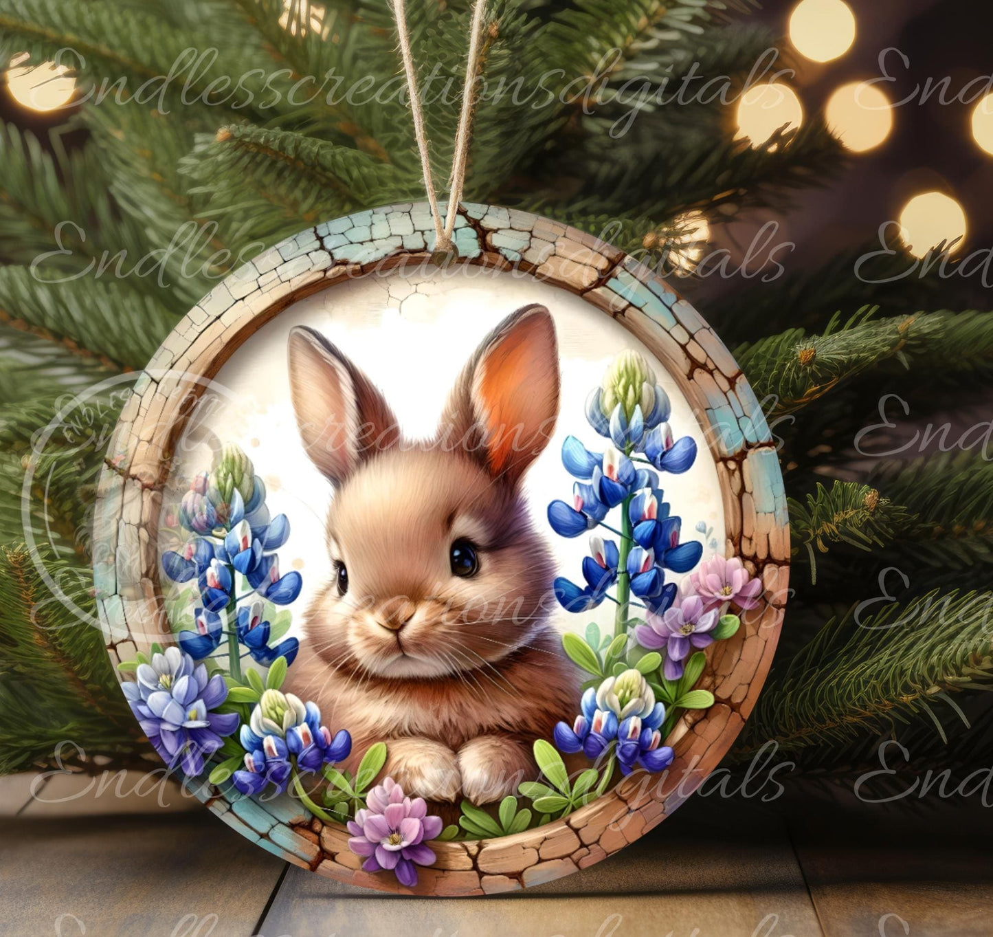 SPRING BABY BUNNY BLUEBONNETS