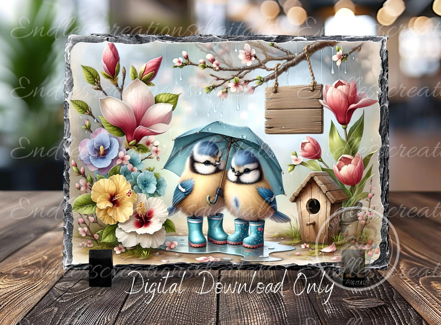 SPRING BABY BLUE Jays digital download only, can be sized for slates, cutting boards, tumblers 2 files, 1 blank for your own text