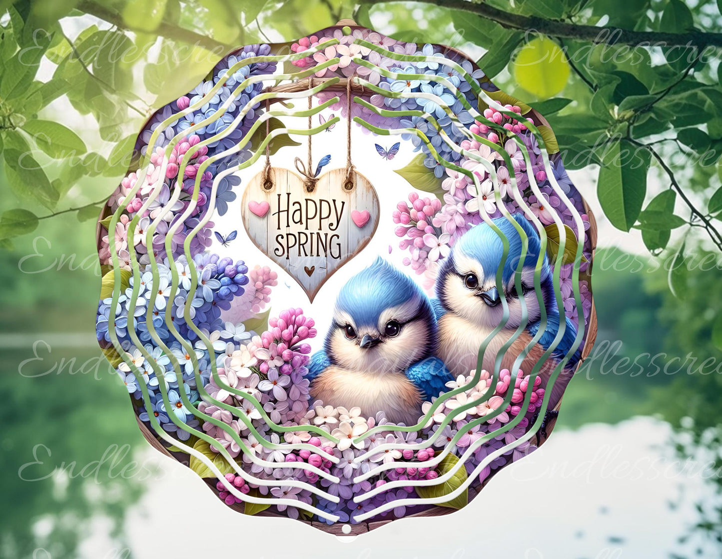 SPRING LILACS BABY BLUE JAY ROUND
