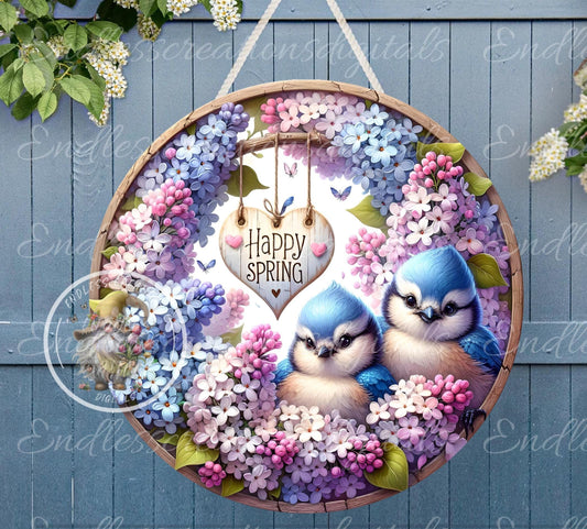 SPRING LILACS BABY BLUE JAY ROUND