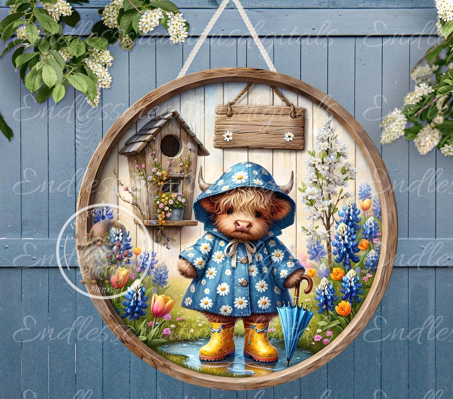SPRING BABY HIGHLAND COW ROUND