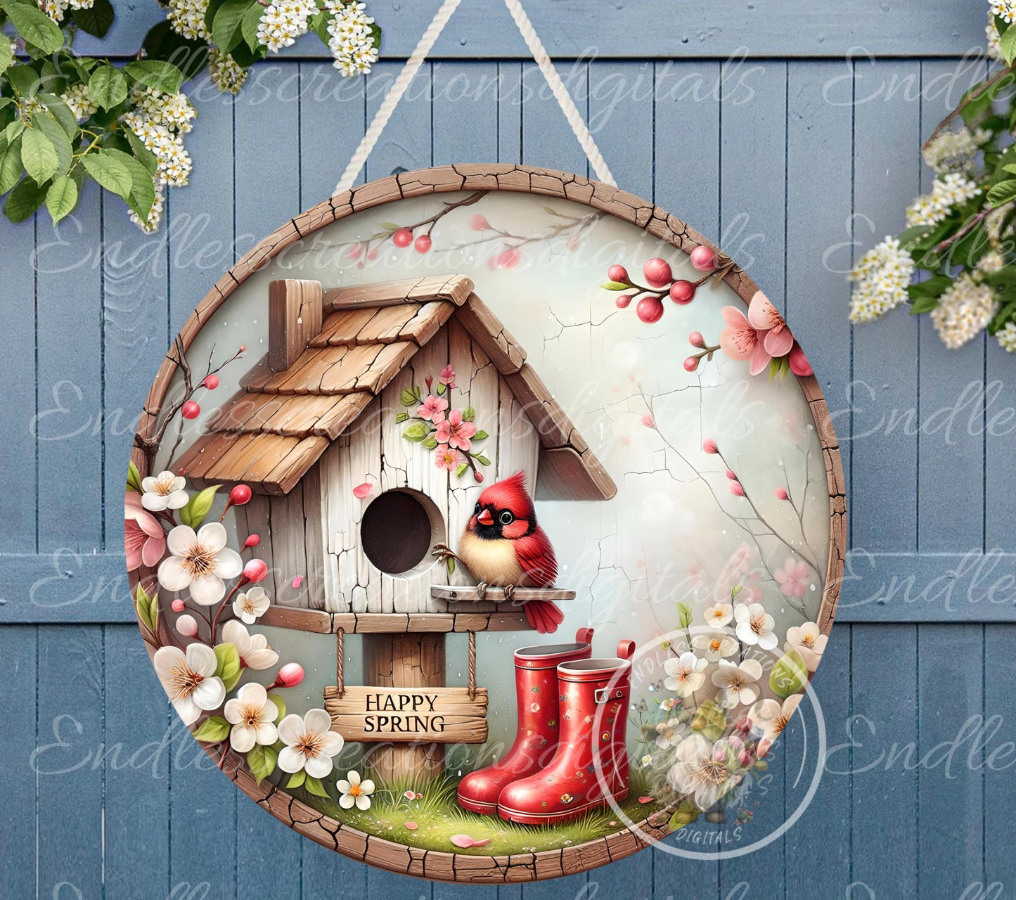 SPRING BABY CARDINAL Wreath Sign, door hanger, Cutting Board, slate for sublimation, 300 dpi  2 files for download 1 add your own text