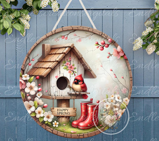 SPRING BABY CARDINAL Wreath Sign, door hanger, Cutting Board, slate for sublimation, 300 dpi  2 files for download 1 add your own text