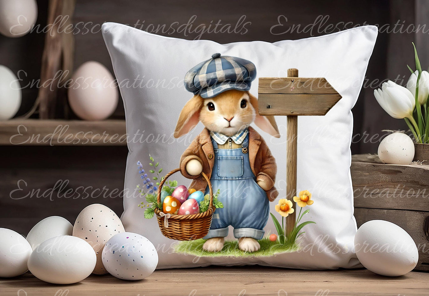 EASTER BOY BUNNY,  Pillow covers, tea towel mugs, plant pots etc sublimation package of 5,  300 Dpi high quality png files for download