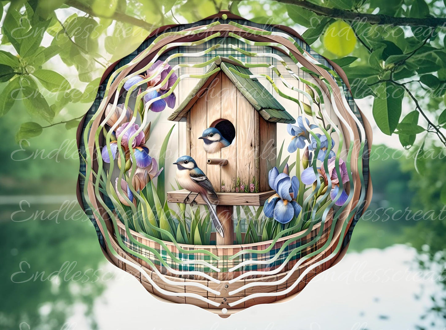 SPRING IRIS BIRDS Wreath Sign, door hanger, Cutting Board, slate for sublimation, 300 dpi  1 file for download can be resized from 3 to 12"