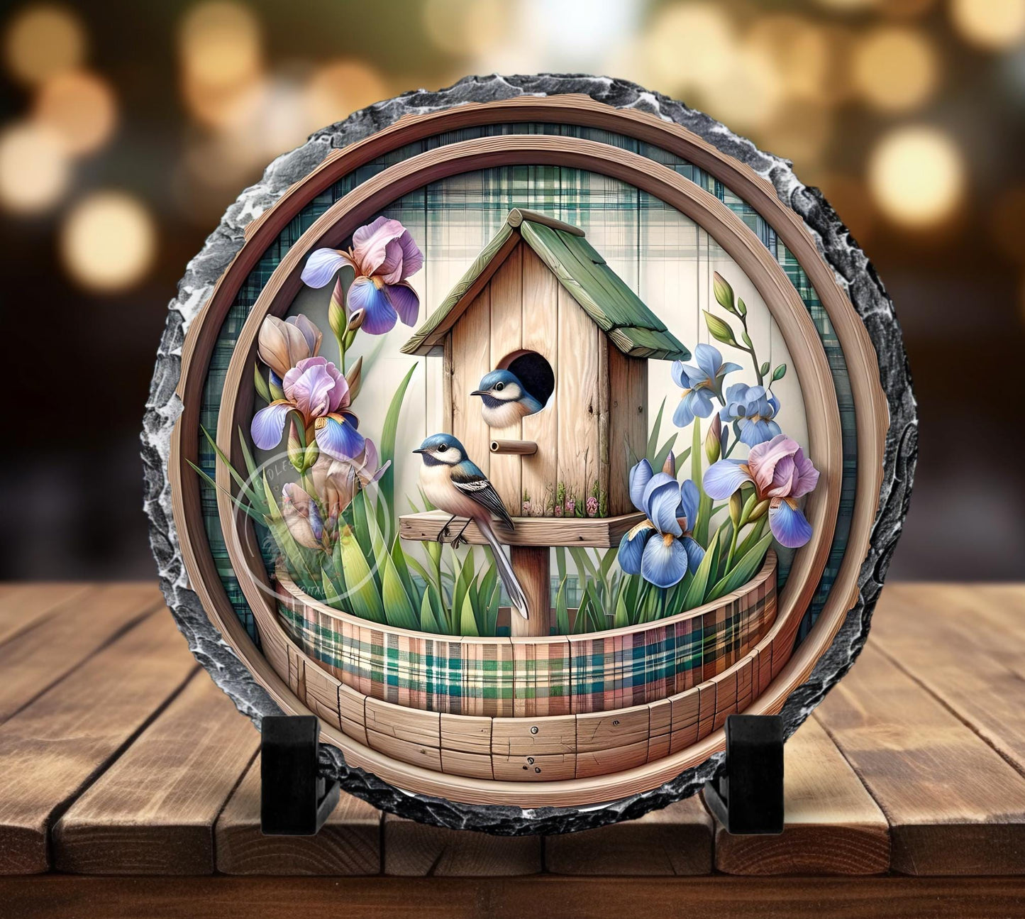 SPRING IRIS BIRDS Wreath Sign, door hanger, Cutting Board, slate for sublimation, 300 dpi  1 file for download can be resized from 3 to 12"