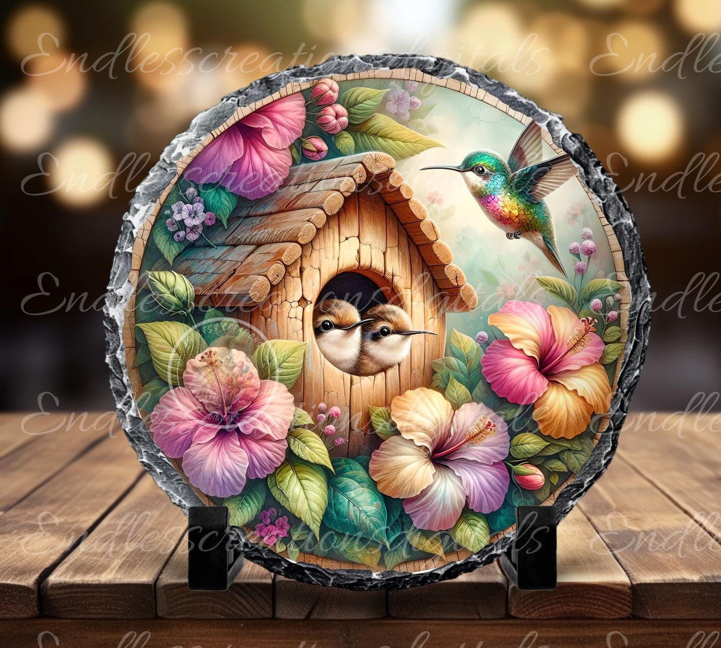 TROPICAL HUMMINGBIRDS Wreath Sign, door hanger Cutting Board slate for sublimation 300 dpi  1 file for download can be resized from 3 to 12"