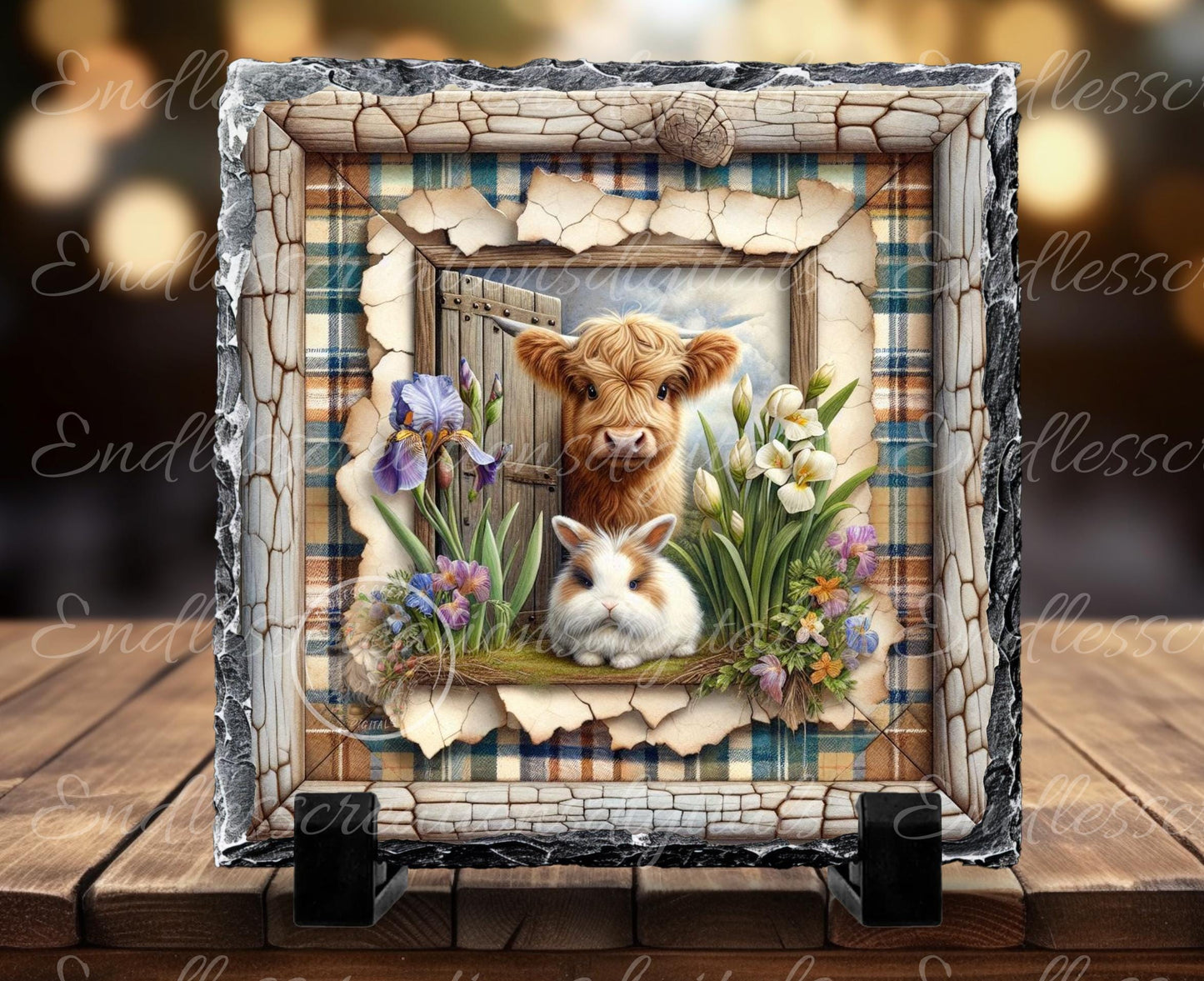 SPRING COW BUNNY Wreath Sign, door hanger, Cutting Board, slate for sublimation, 300 dpi  1 file for download can be resized from 3 to 12"