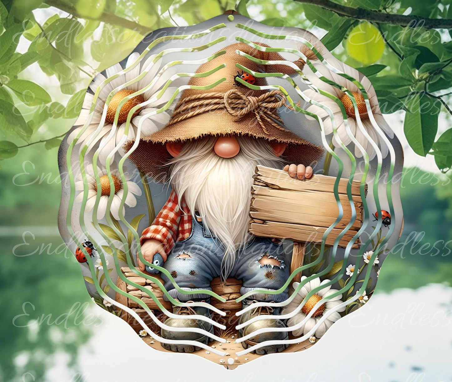 DASIY LADYBUG GNOME SPRING SUMMER Wreath Sign, door hanger, Cutting Board, slate, for sublimation 300 dpi 2  files for download 1 blank to add own text