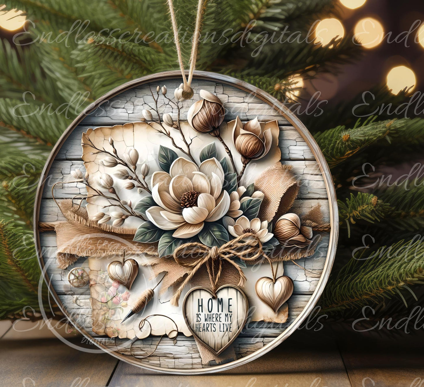 MAGNOLIA HOME Spring door hanger keychain, round slate,  for sublimation high resolution can be resized, 2 files 1 blank, resize