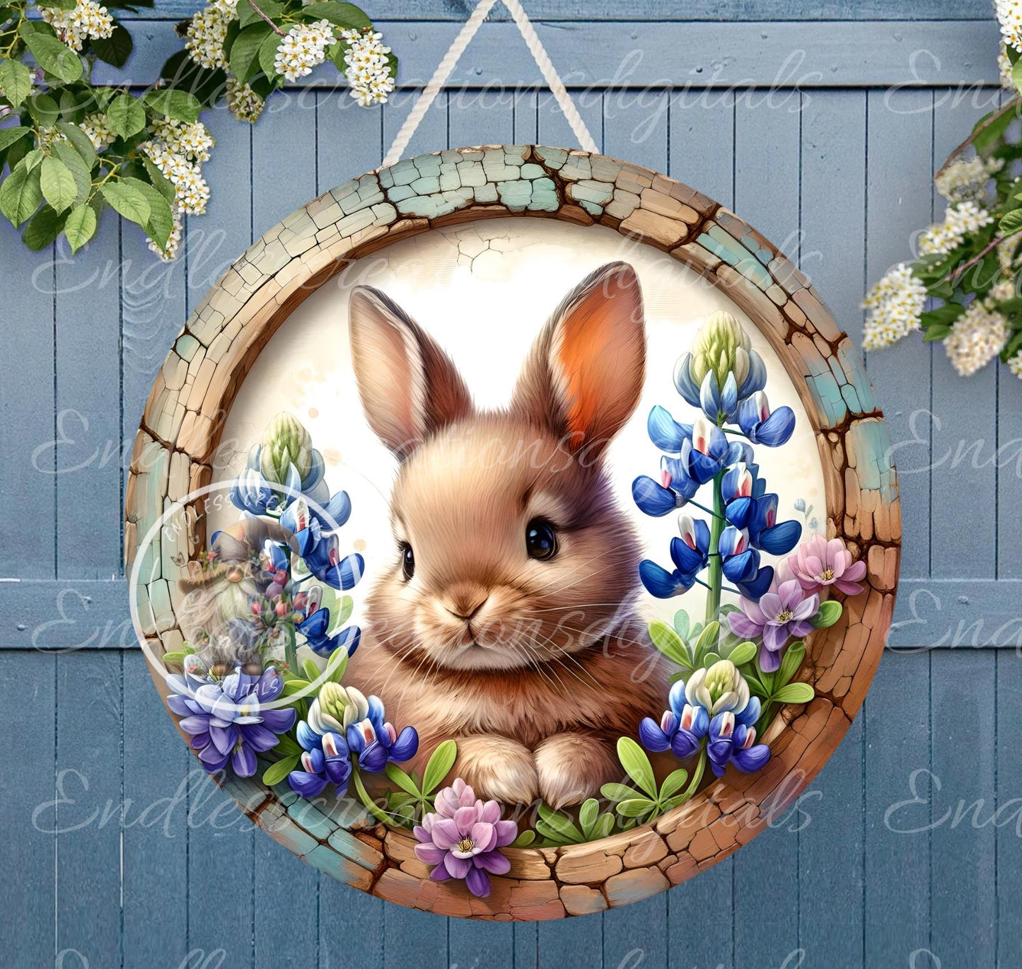 SPRING BABY BUNNY BLUEBONNETS
