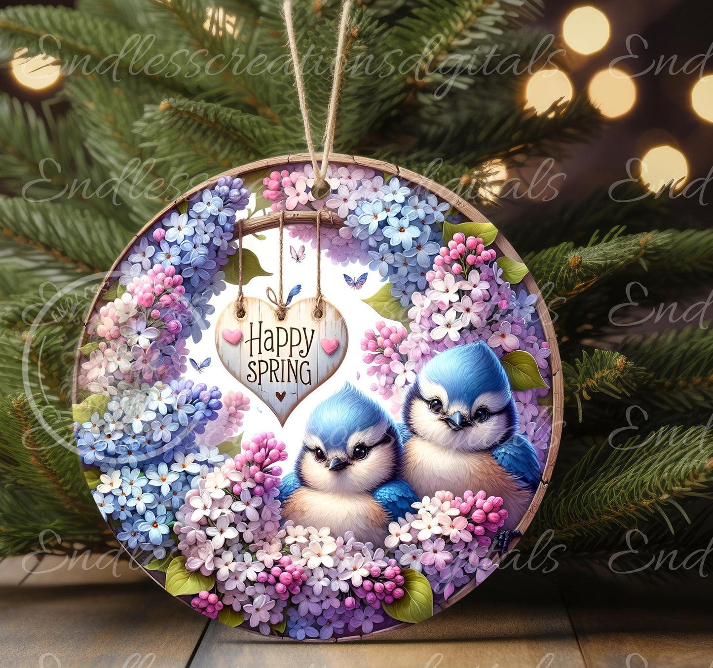 SPRING LILACS BABY BLUE JAY ROUND