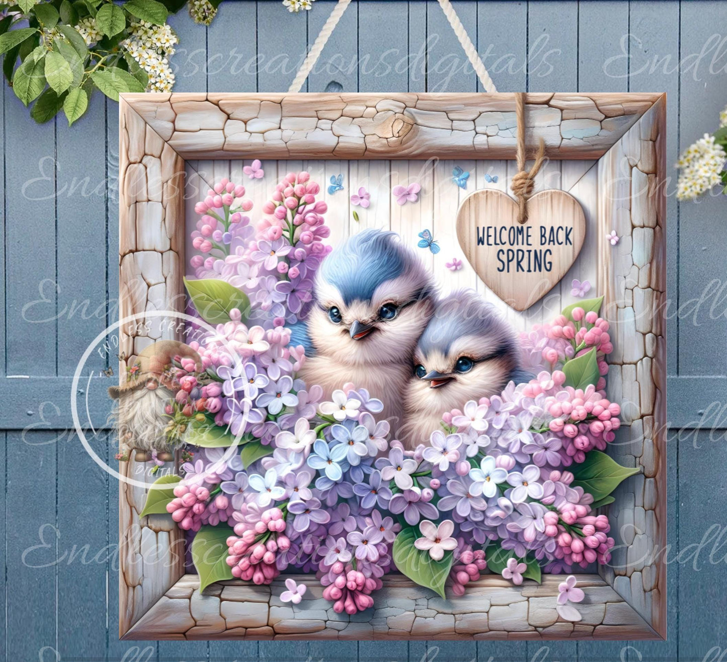 SQUARE SPRING LILACS BABY BLUE JAYS
