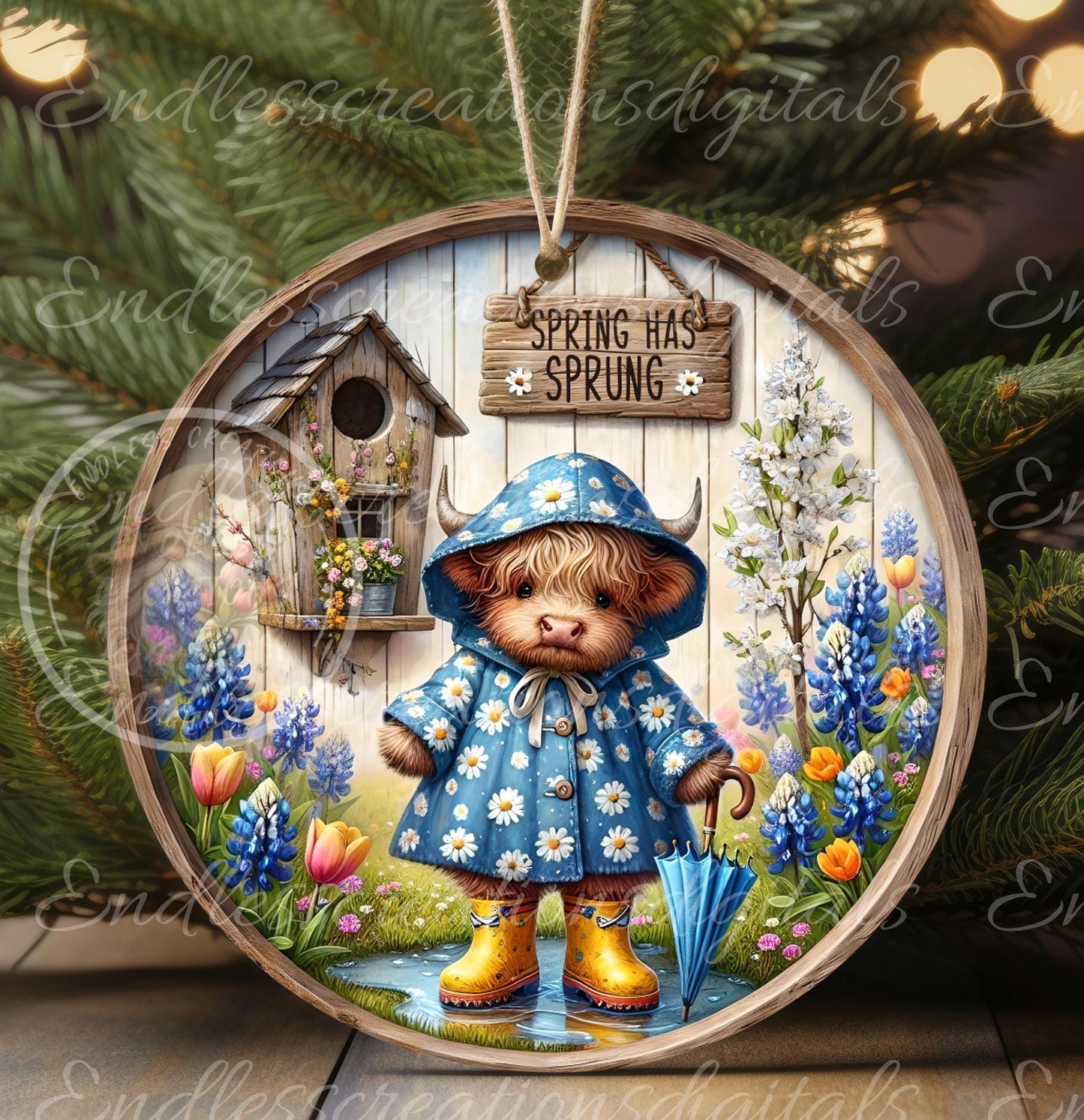 SPRING BABY HIGHLAND COW ROUND