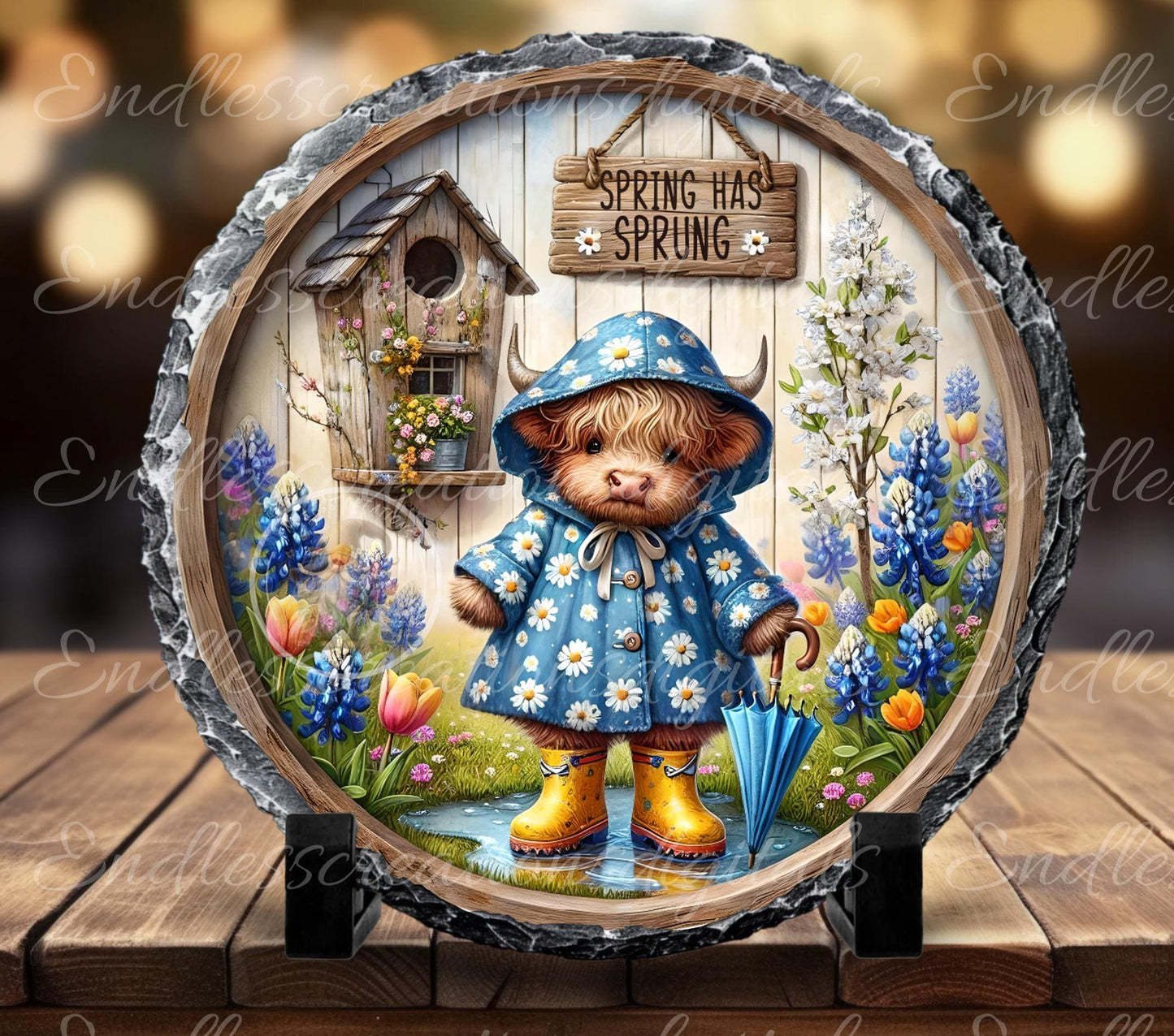 SPRING BABY HIGHLAND COW ROUND