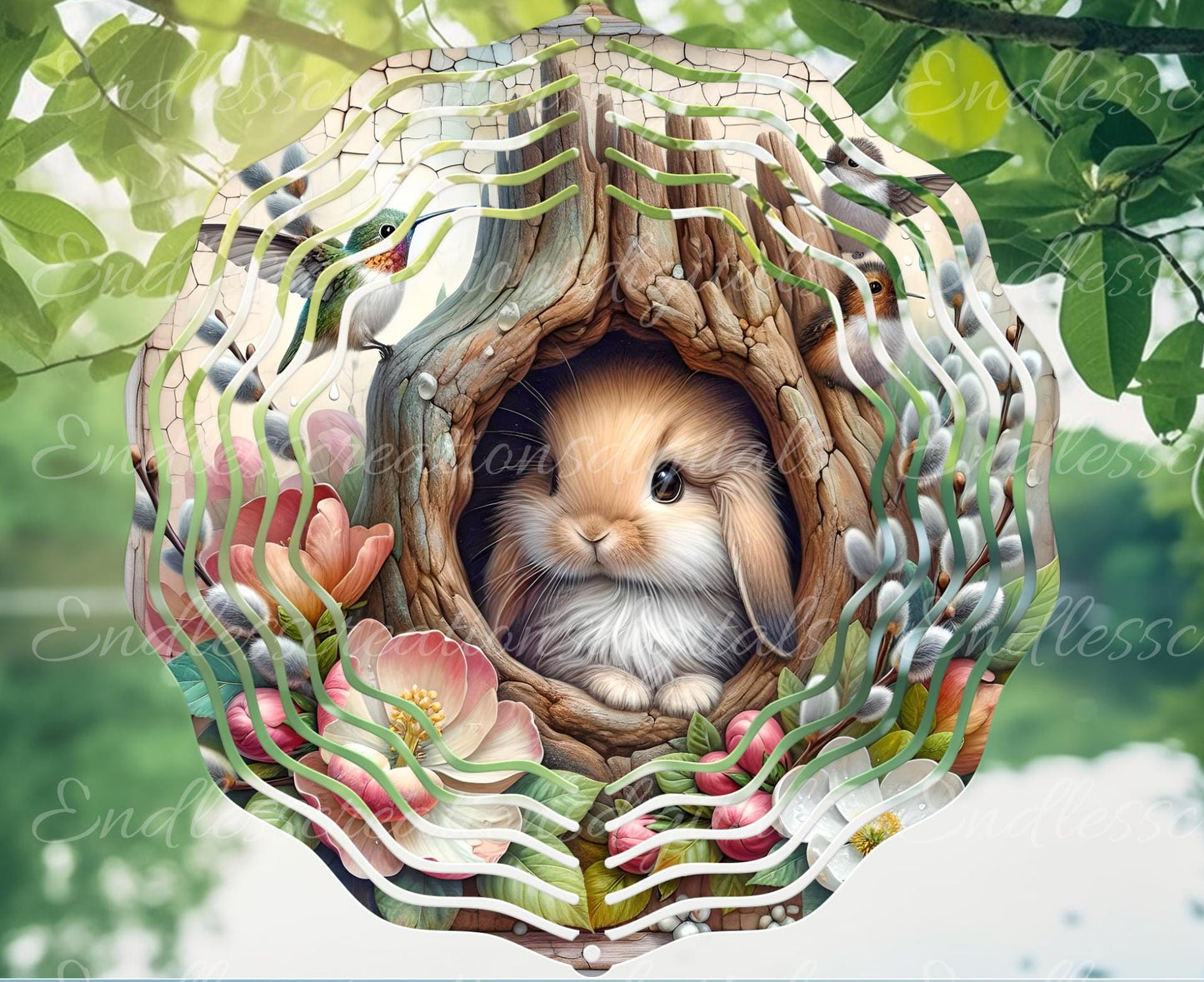 SQUARE EASTER FLORAL SPRING BUNNY
